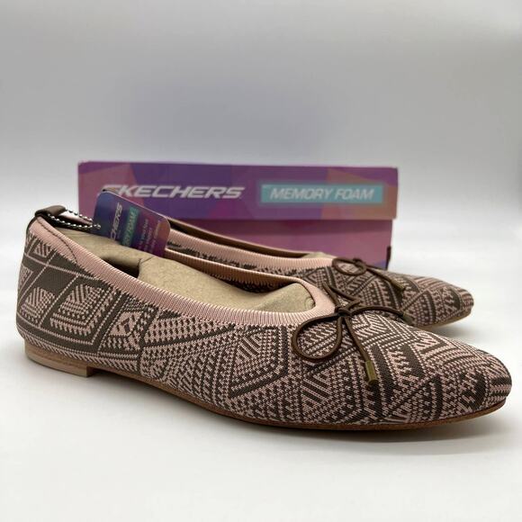 Skechers Flats Size 10 Cleo Ship Knit Vegan Skimmers Sweet Class Mocha - Picture 1 of 11